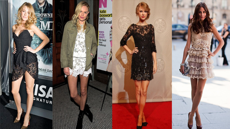 Celebrities Wearing Short Lace Dresses - StyleChi